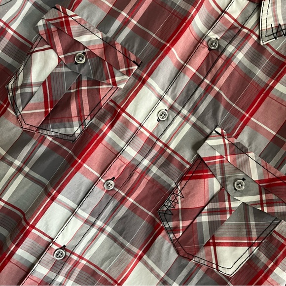 Carbon Plaid Women’s Slim Fit Roll-Tab Sleeves Button Down Collared Perfect NWOT - Picture 6 of 16